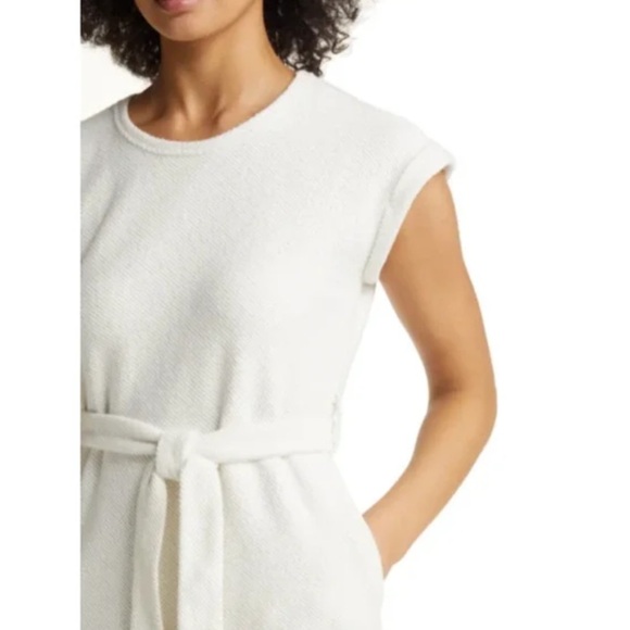 NWT Caslon Cream Textured Knit Belted Dress - Picture 2 of 8